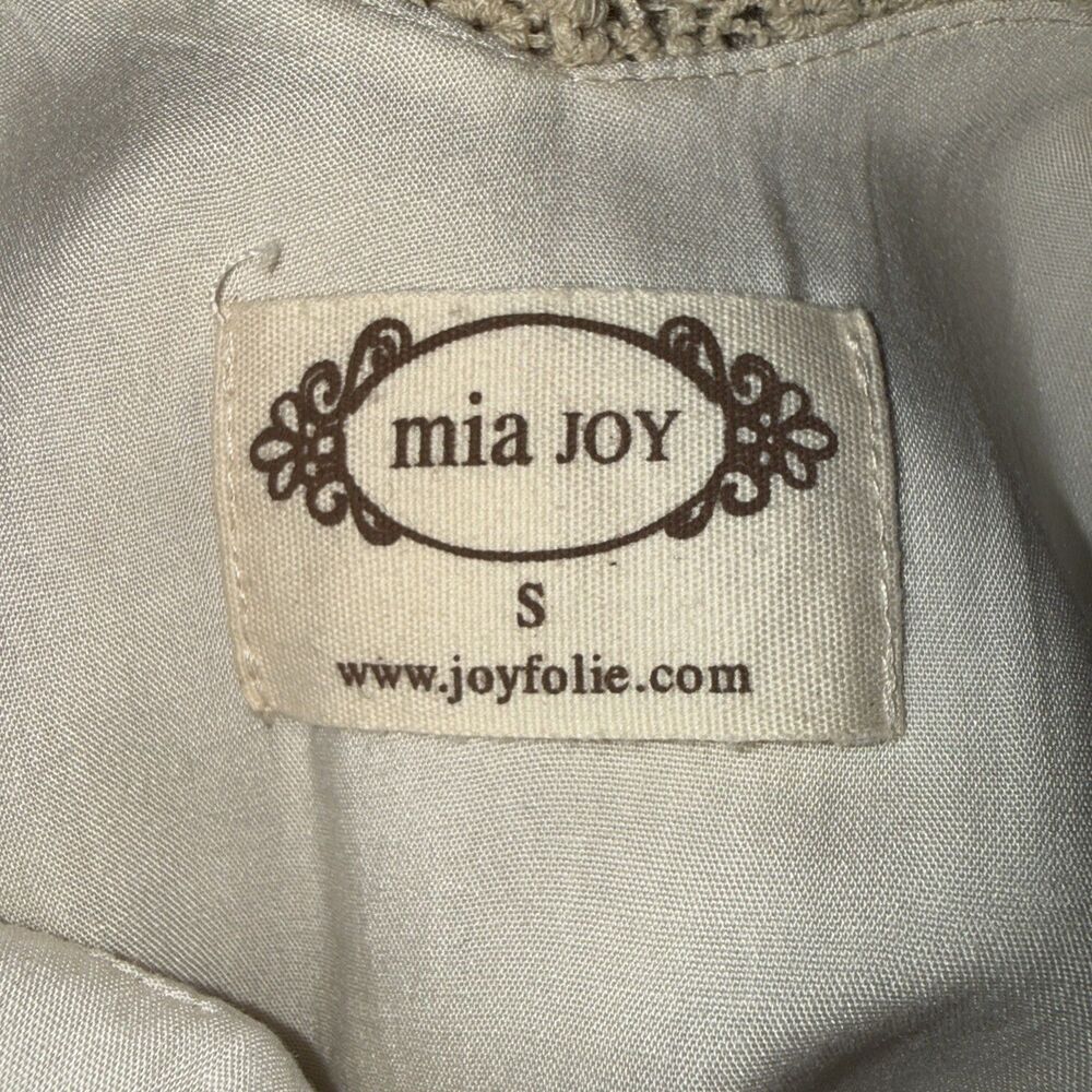 MIAJOY Prairie Maxi Dress Woman's SM Lace Peasant Boho CottageCore Western Beige - Picture 2 of 12